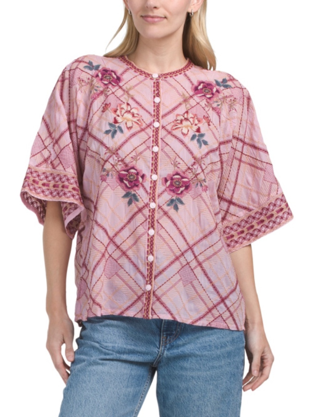 Johnny Was Roylane Dusty Rose Blouse Size L